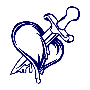 Samolepící dekorace SAMOLEPKA Srdce propíchlé dýkou pravá (23 - tmavě modrá) NA AUTO, NÁLEPKA, FÓLIE, POLEP, TUNING, VLASTNÍ TEXT, TISK, AUTOSAMOLEPKY.cz, POLEPY, OBRÁZEK, LOGO, SAMOLEPKY