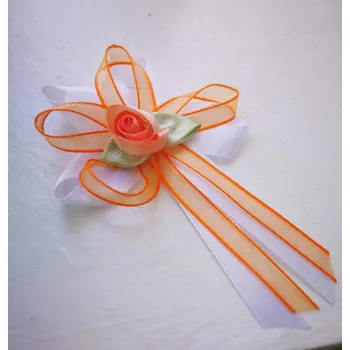 Vývazek velký bílo - oranžový šifon