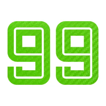 Polep vozidla Startovní číslo 99 typ 7 (58 - 3D karbon zelený kawasaki) SAMOLEPKA NA AUTO, NÁLEPKA, FÓLIE, POLEP, TUNING, VLASTNÍ TEXT, TISK, AUTOSAMOLEPKY.cz, POLEPY, OBRÁZEK, LOGO, 3D STICKERS