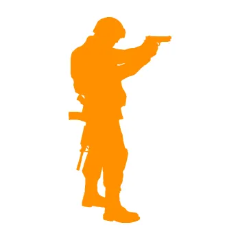 Samolepící dekorace Voják 002 pravá (06 - oranžová) SAMOLEPKA NA AUTO, NÁLEPKA, FÓLIE, POLEP, TUNING, VLASTNÍ TEXT, TISK, AUTOSAMOLEPKY.cz, POLEPY, OBRÁZEK, LOGO, 3D STICKERS