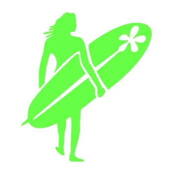 Polep vozidla SAMOLEPKA Surfařka 003 pravá (71 - Fluorescentní zelená) NA AUTO, NÁLEPKA, FÓLIE, POLEP, TUNING, VLASTNÍ TEXT, TISK, AUTOSAMOLEPKY.cz, POLEPY, OBRÁZEK, LOGO, SAMOLEPKY