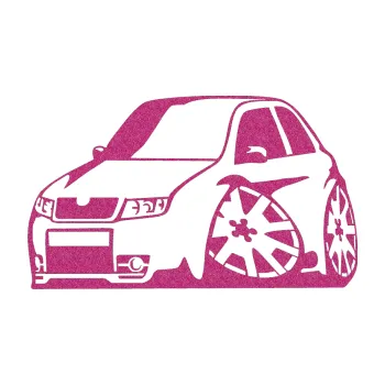 Polep vozidla SAMOLEPKA Škoda Fabia RS 002 karikatura levá (90 - Ultra Metalic růžová) NA AUTO, NÁLEPKA, FÓLIE, POLEP, TUNING, VLASTNÍ TEXT, TISK, AUTOSAMOLEPKY.cz, POLEPY, OBRÁZEK, LOGO, SAMOLEPKY