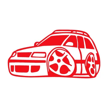 Polep vozidla SAMOLEPKA VW Passat b6 karikatura levá (10 - červená) NA AUTO, NÁLEPKA, FÓLIE, POLEP, TUNING, VLASTNÍ TEXT, TISK, AUTOSAMOLEPKY.cz, POLEPY, OBRÁZEK, LOGO, SAMOLEPKY