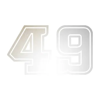 Polep vozidla SAMOLEPKA Startovní číslo 49 typ 5 (82 - odrazková reflexní bílá) NA AUTO, NÁLEPKA, FÓLIE, POLEP, TUNING, VLASTNÍ TEXT, TISK, AUTOSAMOLEPKY.cz, POLEPY, OBRÁZEK, LOGO, SAMOLEPKY