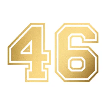 Polep vozidla Startovní číslo 46 typ 4 (43 - zlatá metalíza) SAMOLEPKA NA AUTO, NÁLEPKA, FÓLIE, POLEP, TUNING, VLASTNÍ TEXT, TISK, AUTOSAMOLEPKY.cz, POLEPY, OBRÁZEK, LOGO, 3D STICKERS