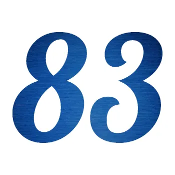 Polep vozidla Startovní číslo 83 typ 3 (65 - škrábaný kov modrý) SAMOLEPKA NA AUTO, NÁLEPKA, FÓLIE, POLEP, TUNING, VLASTNÍ TEXT, TISK, AUTOSAMOLEPKY.cz, POLEPY, OBRÁZEK, LOGO, 3D STICKERS