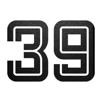 Polep vozidla Startovní číslo 39 typ 7 (63 - škrábaný kov černý) SAMOLEPKA NA AUTO, NÁLEPKA, FÓLIE, POLEP, TUNING, VLASTNÍ TEXT, TISK, AUTOSAMOLEPKY.cz, POLEPY, OBRÁZEK, LOGO, 3D STICKERS
