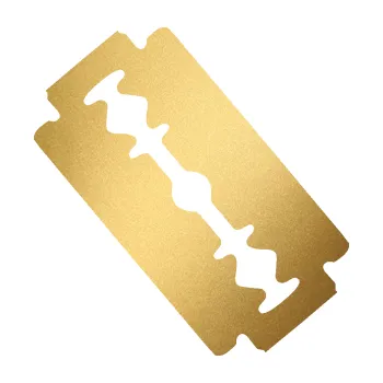 Samolepicí dekorace na vozidlo Žiletka pravá (43 - zlatá metalíza) SAMOLEPKA NA AUTO, NÁLEPKA, FÓLIE, POLEP, TUNING, VLASTNÍ TEXT, TISK, AUTOSAMOLEPKY.cz, POLEPY, OBRÁZEK, LOGO, 3D STICKERS