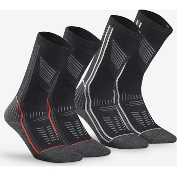 Pánské ponožky QUECHUA Turistické polovysoké hřejivé ponožky SH 900 Mountain 39/42 ČERNÁ|ČERVENÁ|ŠEDÁ