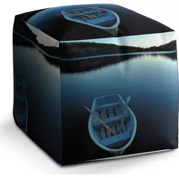 Taburet Taburet Kostka Loďka na jezeře: 40x40x40 cm - Sablio