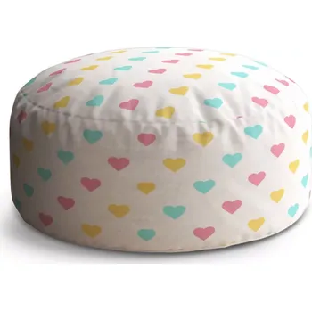 Sedací pytel Kulatý taburet Circle Tříbarevná srdíčka: 38x48 cm - Sablio