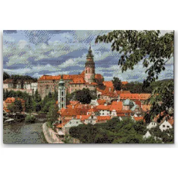 Diamantové malování - Český Krumlov Velikost: 40x60cm, Rámování: Pouze srolované plátno, Diamanty: Kulaté