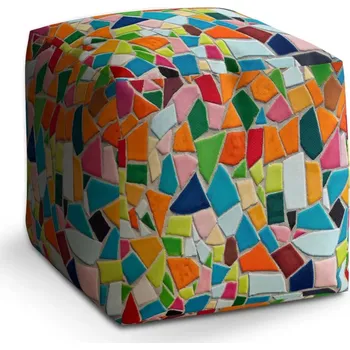 Taburet Taburet Kostka Barevná mozaika: 40x40x40 cm - Sablio