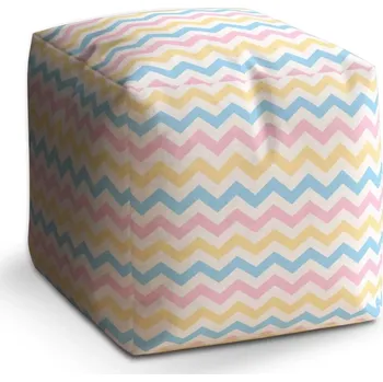 Taburet Taburet Kostka Tříbarevné klikyháky: 40x40x40 cm - Sablio