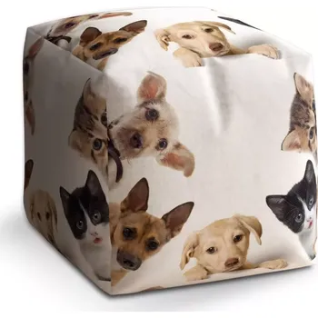 Taburet Taburet Kostka Štěňátka a koťátka: 40x40x40 cm - Sablio