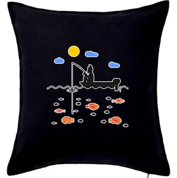 Polštář Rybář který má smůlu na loďce - Polštář 50x50 - 50x50 - Pouze potah ( Černá )