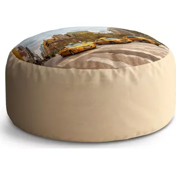 Sedací pytel Kulatý taburet Circle Žluté taxiky 2: 38x48 cm - Sablio