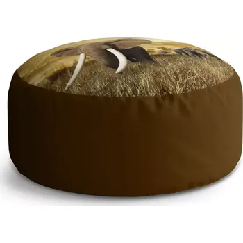 Sedací pytel Kulatý taburet Circle Slon Africký: 38x48 cm - Sablio