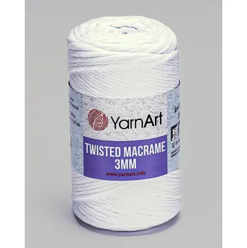 Příze Pletací příze YarnArt TWISTED MACRAME 3mm 751 bílá, jednobarevná, 250g/195m