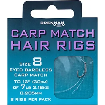 Drennan návazce Carp Match Hair Rigs Barbless 8 / 7lb