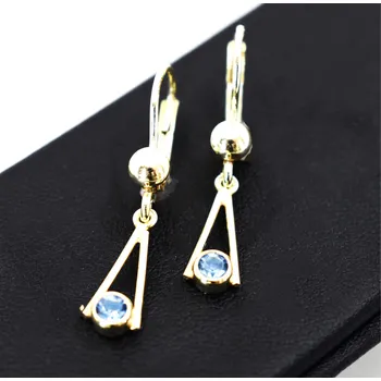 Náušnice Dámské zlacené visací náušnice Abla – elegantní modrý zirkon v něžném provedení (Ag 925, česká výroba)