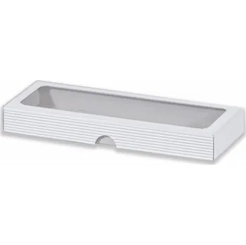 Dekorace do dětského pokoje Dárková krabička s průhledem obdélník - bílá 285x105x30 mm (Dárková krabička na drobné předměty s okýnkem ve víku.)