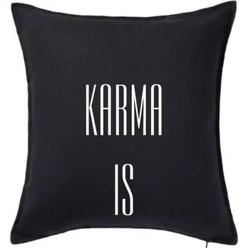 Polštář Karma nápis velký - Polštář 50x50 - 50x50 - Pouze potah ( Černá )
