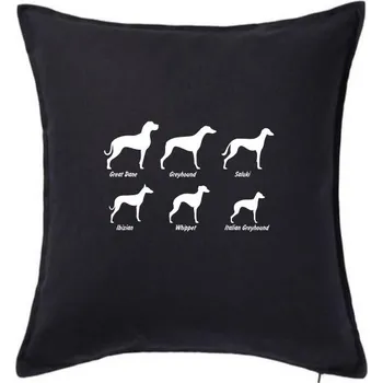 Polštář Chrt rasy - Polštář 50x50 - 50x50 - Pouze potah ( Černá )