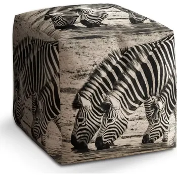 Taburet Taburet Kostka Zebry u vody: 40x40x40 cm - Sablio