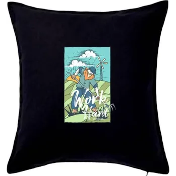 Polštář Work Hard Farm - Polštář 50x50 - 50x50 - Pouze potah ( Černá )