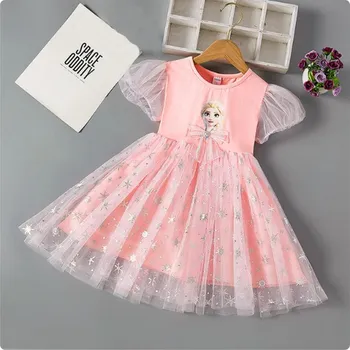 Dívčí tričko Frozen (Ledové království) Dětské šaty s hvězdičkami a potiskem z oblíbené pohádky " Ledové království" Barva: Růžová, Velikost: 9T/150