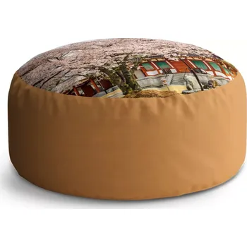 Sedací pytel Kulatý taburet Circle Čínská věžička: 38x48 cm - Sablio