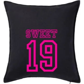 Polštář Sweet 19 - Polštář 50x50 - 50x50 - Včetně výplně ( Černá )