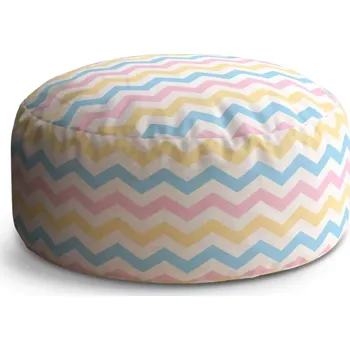 Sedací pytel Kulatý taburet Circle Tříbarevné klikyháky: 38x48 cm - Sablio