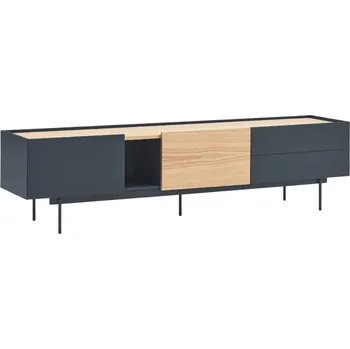 Televizní stolek Antracitově šedý dubový TV stolek Teulat Otto 180 x 40 cm