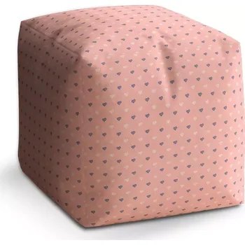 Taburet Taburet Kostka Srdíčka na růžové: 40x40x40 cm - Sablio