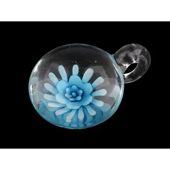 Přívěsek Skleněný přívěsek květ Ø29 mm - 2 modrá azurová