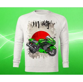 Pánská mikina mikina Kawasaki Ninja Zx14r dámská XXL (mikina s motorkou světle šedý melír)