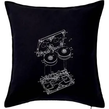 Polštář Nákres VHS kazeta - Polštář 50x50 - 50x50 - Pouze potah ( Černá )