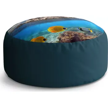 Sedací pytel Kulatý taburet Circle Skála v moři: 38x48 cm - Sablio