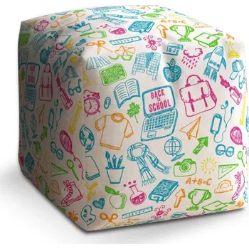 Taburet Taburet Kostka Barevná škola: 40x40x40 cm - Sablio