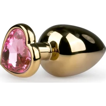 Dildo Easytoys Kovový anální kolík No.8 se srdcovou základnou - zlatá-růžová (3,5 cm)