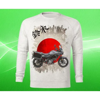 Pánská mikina mikina Suzuki V-Strom 650 ABS Adventure pánská 3XL (mikina s motorkou světle šedý melír )