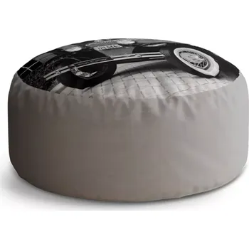 Sedací pytel Kulatý taburet Circle Černobílý veterán: 38x48 cm - Sablio