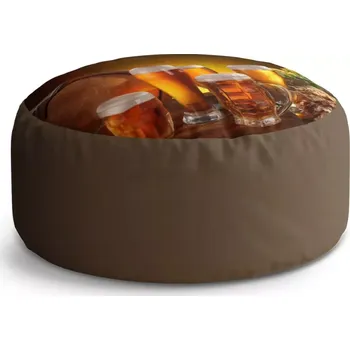 Sedací pytel Kulatý taburet Circle Sklenice s pivem: 38x48 cm - Sablio