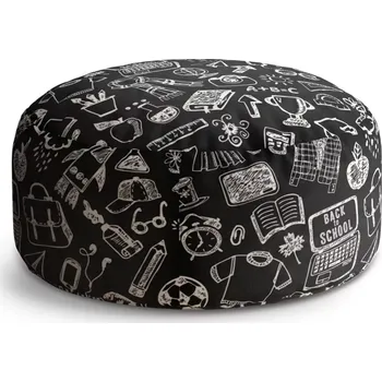 Sedací pytel Kulatý taburet Circle Černobílá škola: 38x48 cm - Sablio