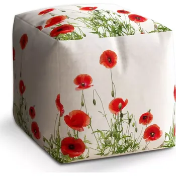 Taburet Taburet Kostka Vlčí máky: 40x40x40 cm - Sablio