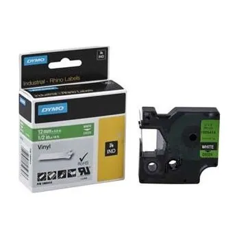 Pásek do tiskárny Dymo, originální páska do tiskárny štítků, 1805414, bílý tisk/zelený podklad, 5.5m, 12mm, RHINO vinylová profi D1