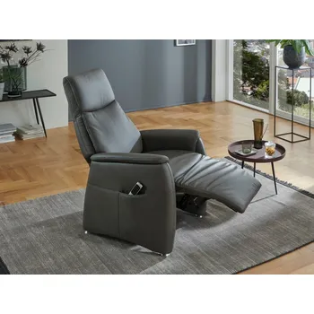 Křeslo Kožené polohovací křeslo HOLLY COMFORT RELAXX s elektrickým polohováním Kůže Černé