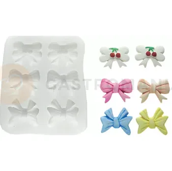 Výroba svíčky Forma na cukrovou hmotu SLK 199 - 6 mašlí, 35x25 mm | SILIKOMART, Sugarflex Bows